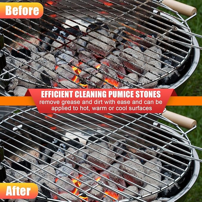 Dunzy 9 Pack Grill Griddle Cleaning Brick Block Pumice Stones Scrubbing Grill Cleaning Stone Griddle Scrubber Cleaner with Handle for Outdoor BBQ Flat Top Cookers Removing Greases Stains