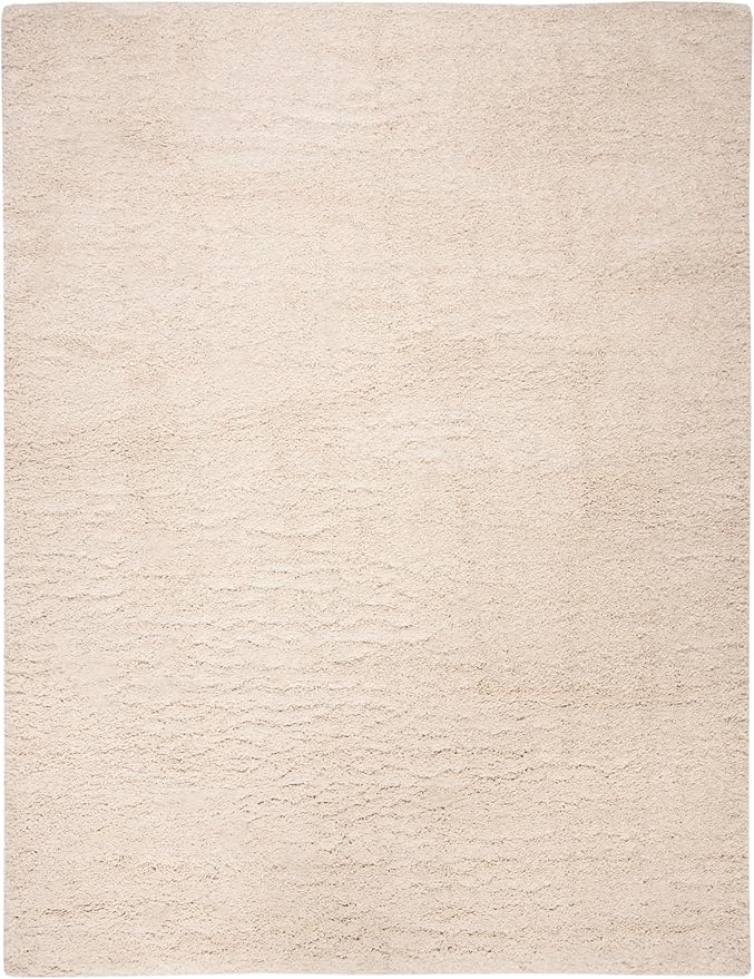 SAFAVIEH Fontana Shag Collection Area Rug - 9' x 12', Creme, Solid Design, Non-Shedding & Easy Care, 2-inch Thick Ideal for High Traffic Areas in Living Room, Bedroom (FNT800B)