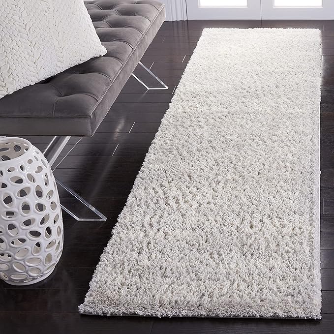 SAFAVIEH Berber Shag Collection Runner Rug - 2' x 6', Grey & Ivory, Modern Design, Non-Shedding & Easy Care, 1.2-inch Thick, Ideal for The Living Room, Bedroom, Dining Room (BER563G-26)