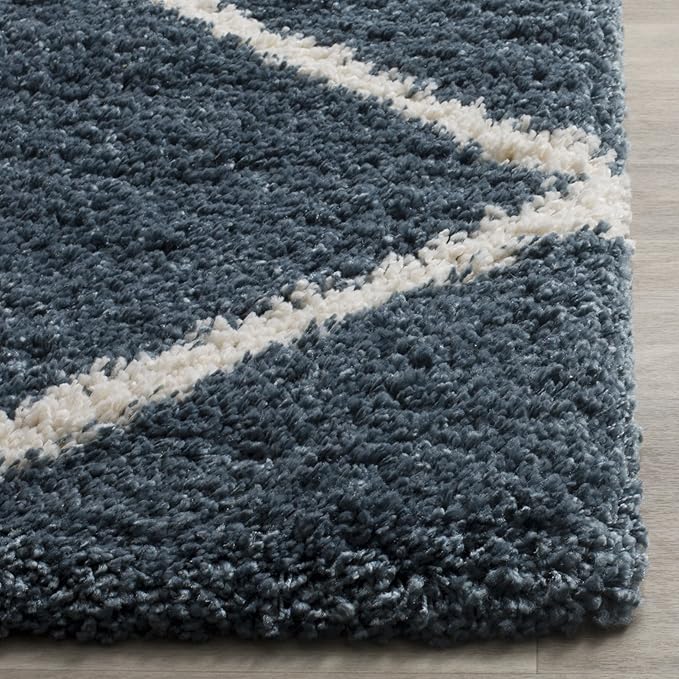 SAFAVIEH Hudson Shag Collection Accent Rug - 2'3" x 3'9", Slate Blue & Ivory, Trellis Design, Non-Shedding & Easy Care, 2-inch Thick Ideal for High Traffic Areas in Entryway, Bedroom (SGH281L)