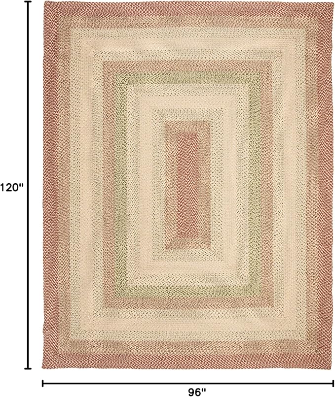 SAFAVIEH Washable Rug Outdoor Braided Collection - 8' x 10', Rust & Multi, Handmade & Reversible, Non-Shedding & Easy to Clean, Ideal for Patio, Backyard, Mudroom (BRD303A)