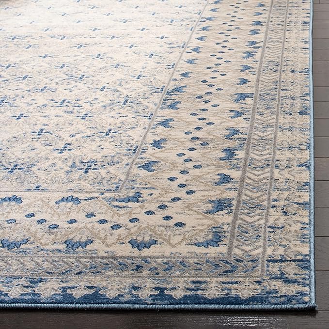 SAFAVIEH Brentwood Collection Runner Rug - 2' x 12', Light Grey & Blue, Traditional Oriental Distressed Design, Non-Shedding & Easy Care, Ideal for High Traffic Areas in Living Room, Bedroom (BNT899G)
