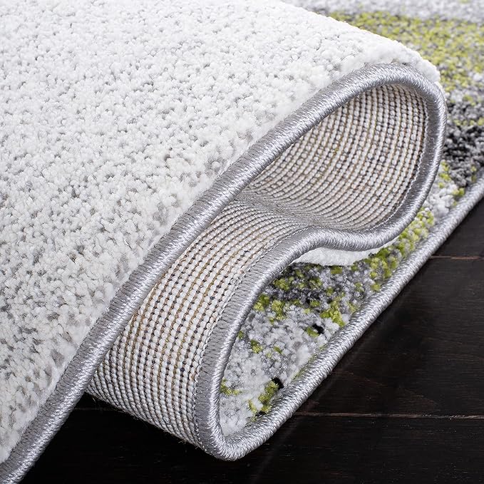 SAFAVIEH Galaxy Collection Area Rug - 5'3" Round, Grey & Green, Modern Abstract Design, Ideal for High Traffic Areas in Living Room, Bedroom, Dining (GAL117F-5R)
