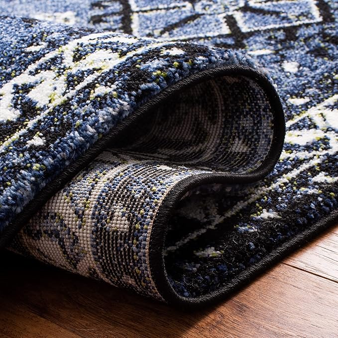 SAFAVIEH Vintage Hamadan Collection Runner Rug - 2'3" x 8', Blue & Black, Oriental Distressed Design, Non-Shedding & Easy Care, Ideal for High Traffic Areas in Living Room, Bedroom (VTH293M)