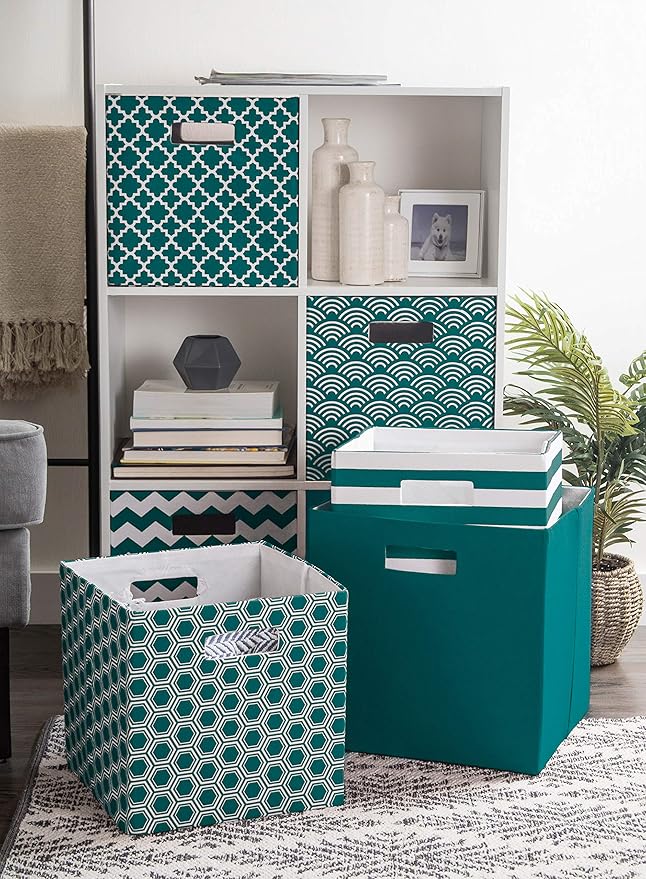 DII Poly-Cube Storage Collection Hard Sided, Collapsible Solid, Small, Teal