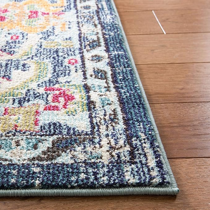 SAFAVIEH Monaco Collection Runner Rug - 2'2" x 8', Navy & Light Blue, Non-Shedding & Easy to Clean, Distressed Medallion Design, Ideal for Hallway, Foyer, Entryway, Kitchen, Bedroom (MNC243N)