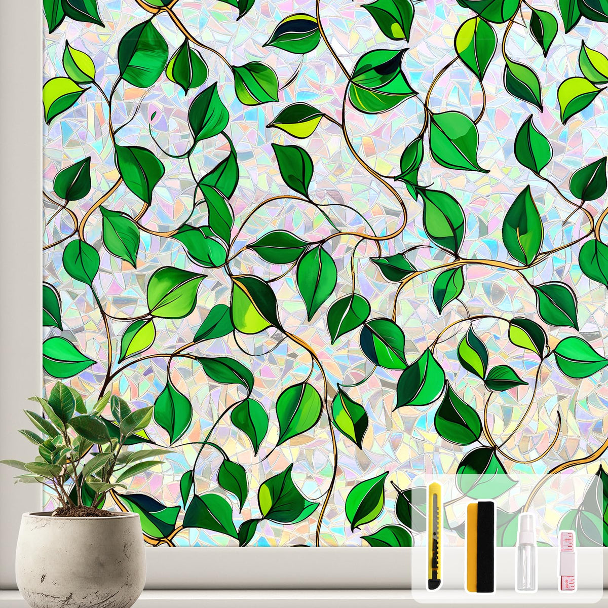 Kromapolis Window Privacy Film Rainbow Decorative Stickers, 17.5" - Image 1