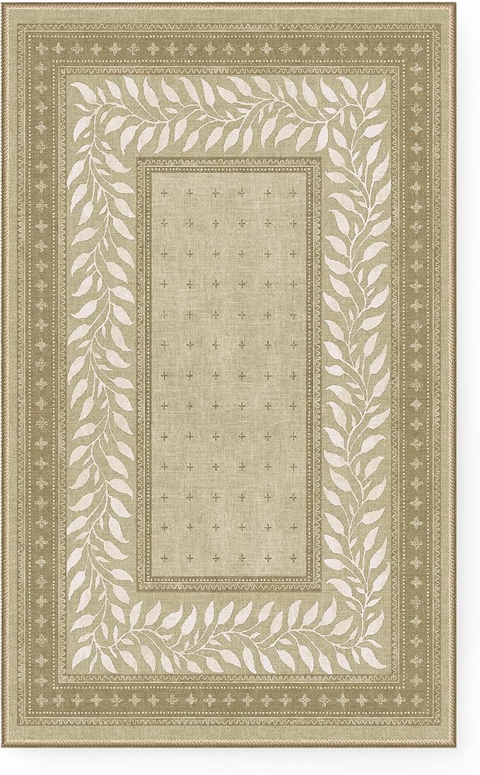 NICETOWN 2x8 Runner Rug for Kitchen and Hallway, Natural Machine Washable Thin Non-Slip Kitchen Runner Rug Soft Foldable Indoor Mat for Bathroom Laundry Room