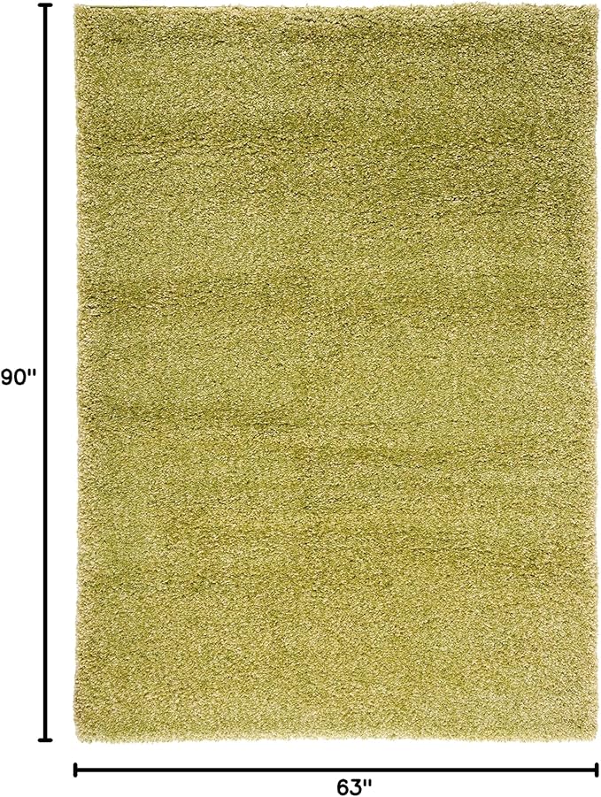 SAFAVIEH Santa Monica Shag Collection 5'3" x 7'6" Green SGN725 Solid Non-Shedding Living Room Bedroom Dining Room Entryway Plush 2-inch Thick Area Rug
