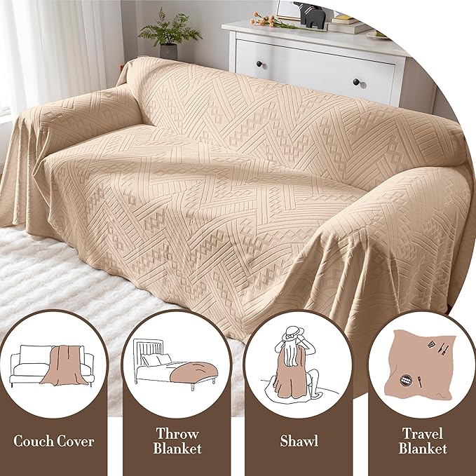 Waterproof Couch Cover, Reversible Washable Anti-Slip Loveseat Sofa Covers with 2 Cushions, Sectional Couch Covers for Pets, Sofa Slipcovers for Dogs Cats (71x91in/Khaki)
