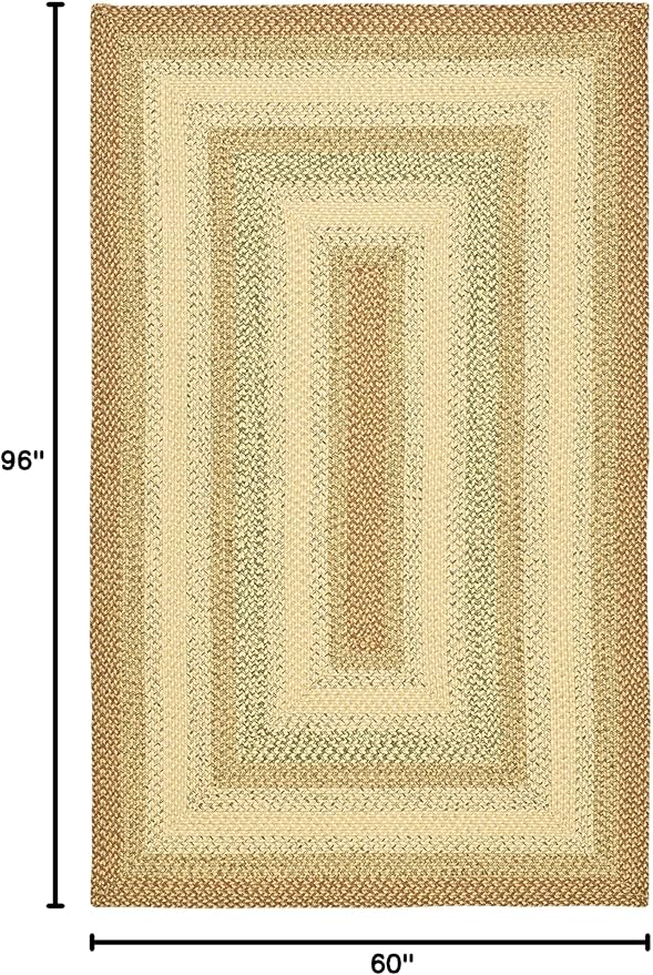 SAFAVIEH Washable Rug Outdoor Braided Collection - 5' x 8', Rust & Multi, Handmade & Reversible, Non-Shedding & Easy to Clean, Ideal for Patio, Backyard, Mudroom (BRD303A)