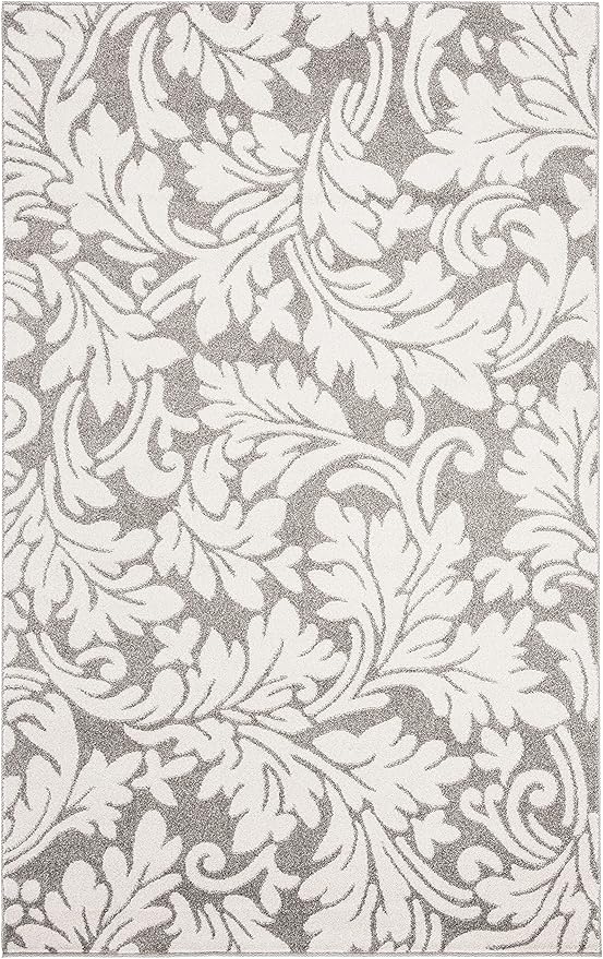 SAFAVIEH Amherst Collection Area Rug - 5'3" x 8', Dark Grey & Beige, Floral Design, Non-Shedding & Easy Care, Ideal for High Traffic Areas in Living Room, Bedroom (AMT425R)