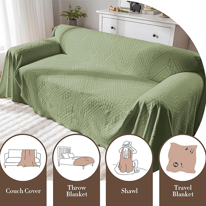 Waterproof Couch Cover, Reversible, Pet-Friendly, Washable and Anti-Slip Couch Covers for Sofa Protection with 3 Cushions, Sofa Slipcovers for Dogs and Cats (71×134in/Green)