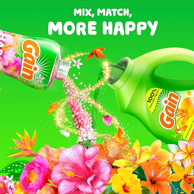 Gain + Aroma Boost Liquid Laundry Detergent, Island Fresh Scent, 107 Loads, 154 fl oz, HE Compatible