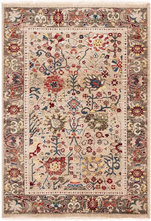 SAFAVIEH Kashan Collection Accent Rug - 3'3" x 4'1, Beige & Taupe, Traditional Oriental Design, Non-Shedding & Easy Care, Ideal for High Traffic Areas in Entryway, Living Room, Bedroom (KSN303K)