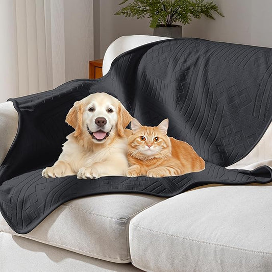 Waterproof Recliner Chair Cover - Washable Double-Sided Velvet and Pattern Reversible Cover for Couch, Bed, Car and Sofa Protection for Dogs, 30x40in/Black