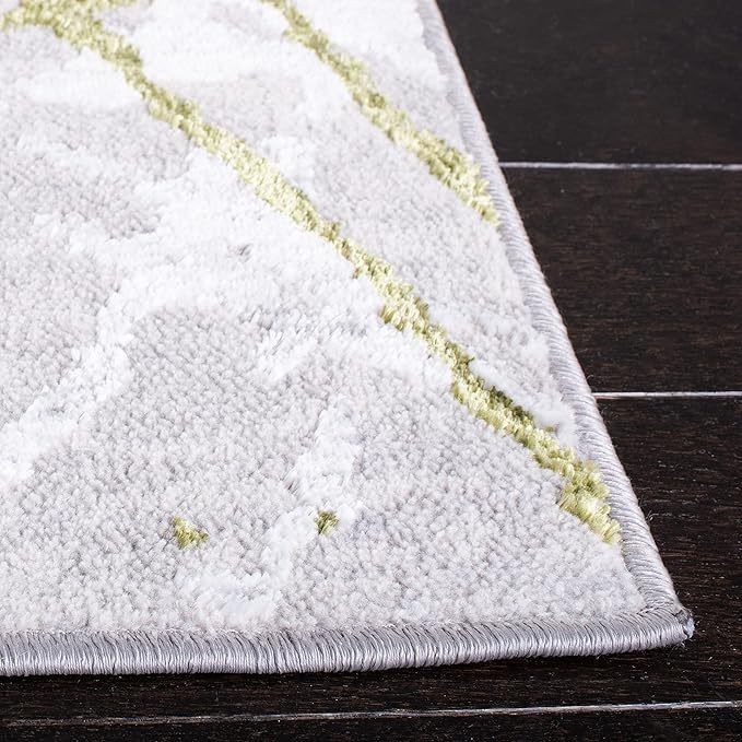 SAFAVIEH Amelia Collection Runner Rug - 2' x 8', Grey & Green, Modern Abstract Design, Non-Shedding & Easy Care, Ideal for High Traffic Areas in Living Room, Bedroom (ALA293J)