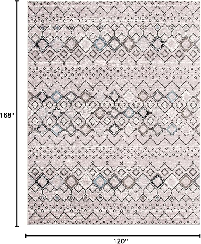 SAFAVIEH Amsterdam Collection Area Rug - 10' x 14', Light Grey & Brown, Moroccan Boho Design, Non-Shedding & Easy Care, Ideal for High Traffic Areas in Living Room, Bedroom (AMS108F)
