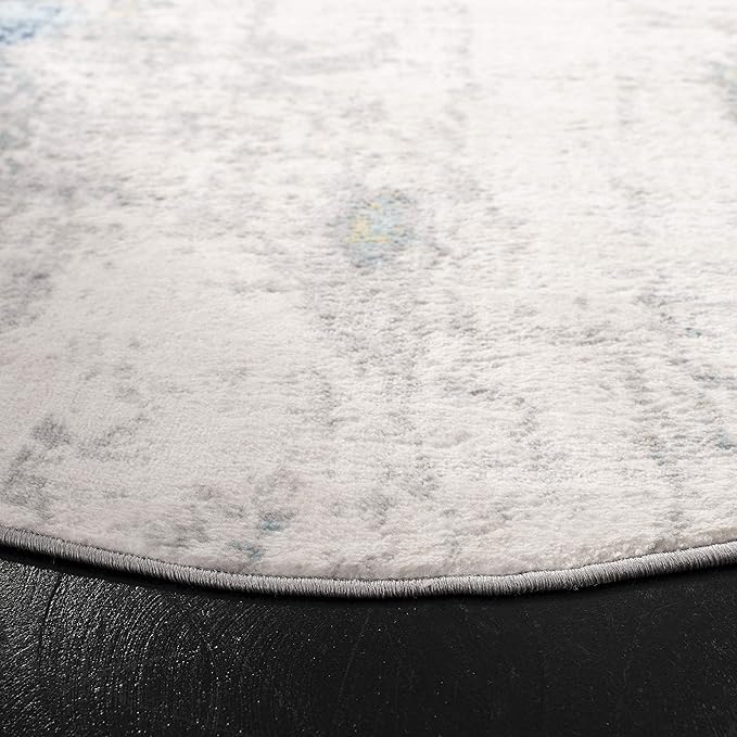 SAFAVIEH Jasper Collection 8' Round Grey/Gold JSP101A Modern Abstract Non-Shedding Living Room Bedroom Area Rug
