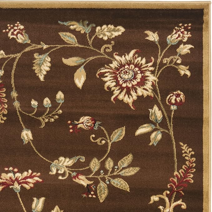 SAFAVIEH Lyndhurst Collection Accent Rug - 4' x 6', Brown & Multi, Traditional Floral Design, Non-Shedding & Easy Care, Ideal for High Traffic Areas in Entryway, Living Room, Bedroom (LNH552-2591)