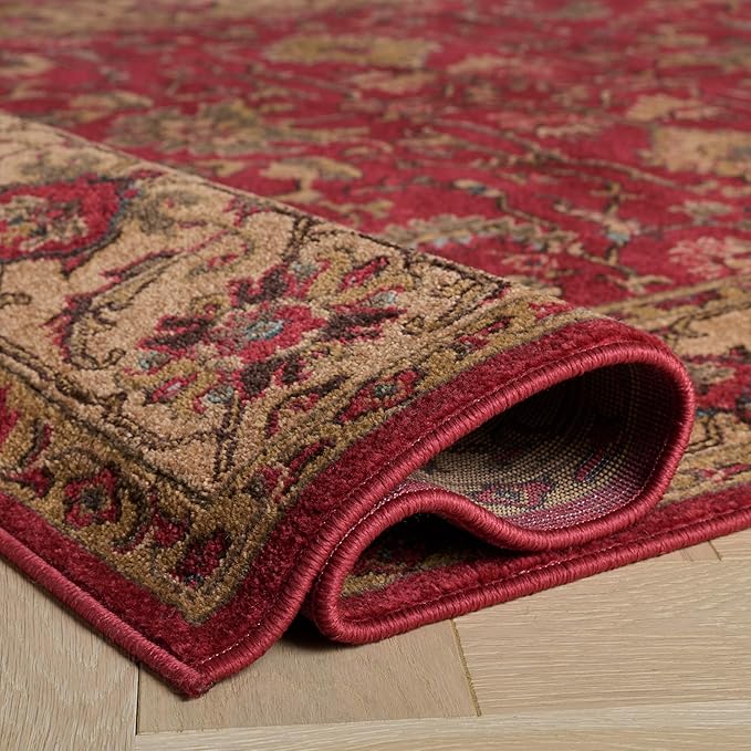 SAFAVIEH Mahal Collection Accent Rug - 3' x 5', Red & Beige, Traditional Oriental Design, Non-Shedding & Easy Care, Ideal for High Traffic Areas in Entryway, Living Room, Bedroom (MAH693Q)