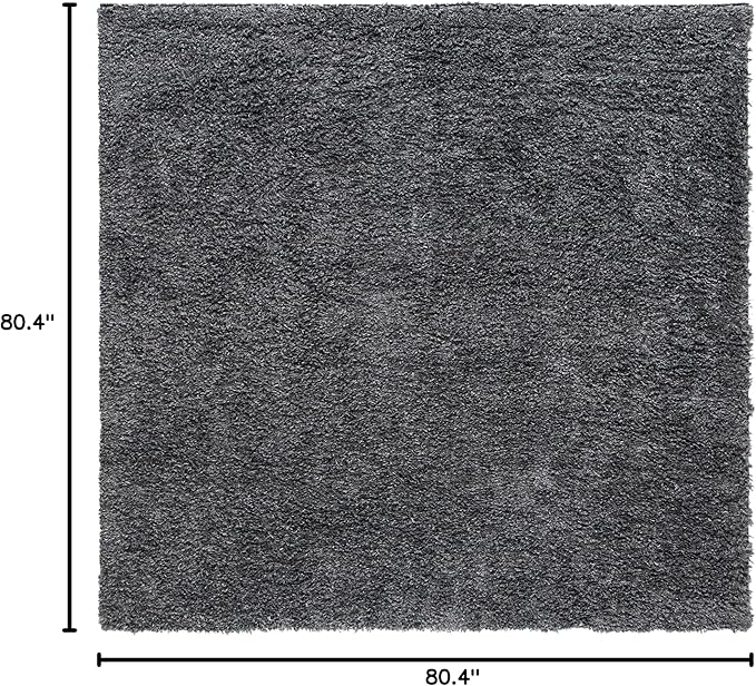 SAFAVIEH August Shag Collection Area Rug - 6'7" Square, Charcoal, Solid Design, Non-Shedding & Easy Care, 1.5-inch Thick Ideal for High Traffic Areas in Living Room, Bedroom (AUG200H)
