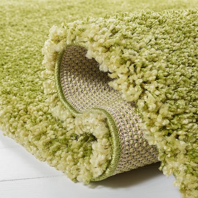 SAFAVIEH Santa Monica Shag Collection 5'3" x 7'6" Green SGN725 Solid Non-Shedding Living Room Bedroom Dining Room Entryway Plush 2-inch Thick Area Rug