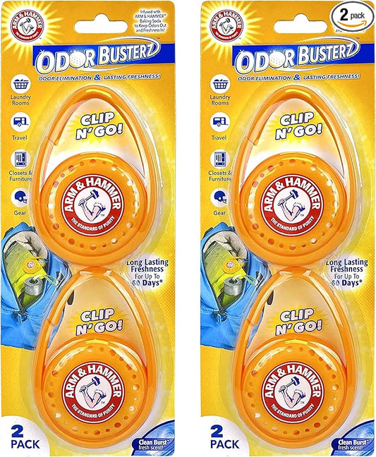 Arm & Hammer Odor Busterz - Clip N Go, 4 Count Deodorizer Pack