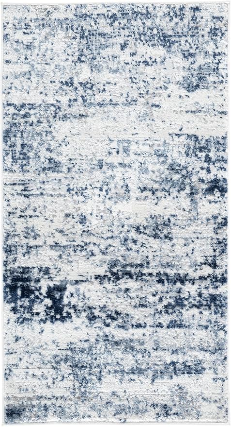 SAFAVIEH Amelia Collection Accent Rug - 2'2" x 4', Ivory & Navy, Modern Abstract Design, Non-Shedding & Easy Care, Ideal for High Traffic Areas in Entryway, Living Room, Bedroom (ALA700B)