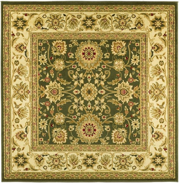 SAFAVIEH Lyndhurst Collection Area Rug - 8' Square, Sage & Ivory, Traditional Oriental Design, Non-Shedding & Easy Care, Ideal for High Traffic Areas in Living Room, Bedroom (LNH212C)
