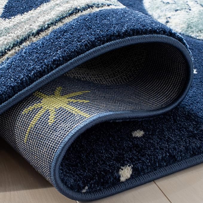 SAFAVIEH Area Rug 8x10 - Carousel Kids Collection - Large - Navy & Ivory, Non-Shedding & Easy Cleaning, Ideal for Boys & Girls in Playroom, Nursery, Bedroom (CRK103N)