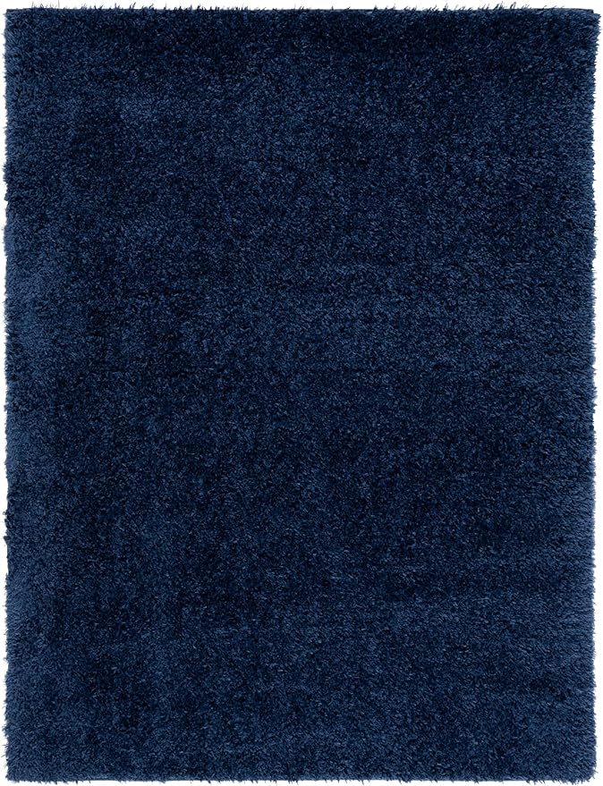 SAFAVIEH Lindsay Shag Collection Area Rug - 4' x 6', Navy, Contemporary Design, Ideal for High Traffic Areas in Living Room, Bedroom & Dining Room (LNS560N-4)