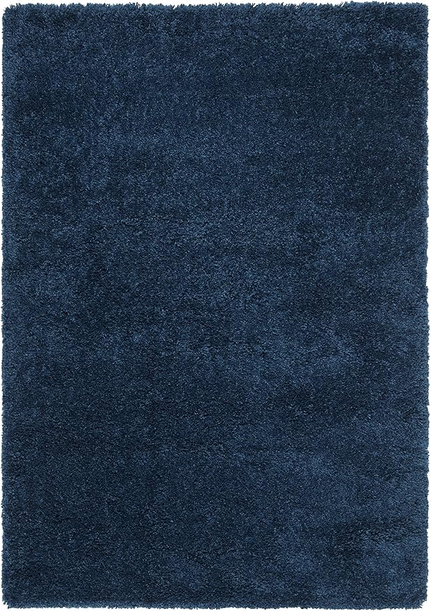 SAFAVIEH Fontana Shag Collection Area Rug - 5'3" x 7'6", Blue, Solid Design, Non-Shedding & Easy Care, 2-inch Thick Ideal for High Traffic Areas in Living Room, Bedroom (FNT800M)