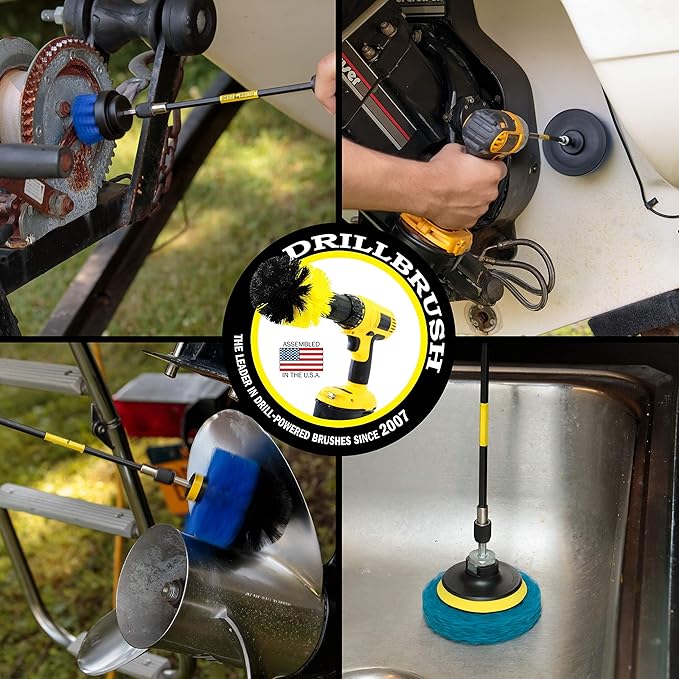 Drillbrush Cleaning Tools - Cordless Drill Accessories - Drill Brush Scrubber Attachments - Pool Cleaner - Home Cleaning Brushes - Kitchen Scrub Brush - Kitchen Cleaner Pads - Stove Brush - Counters