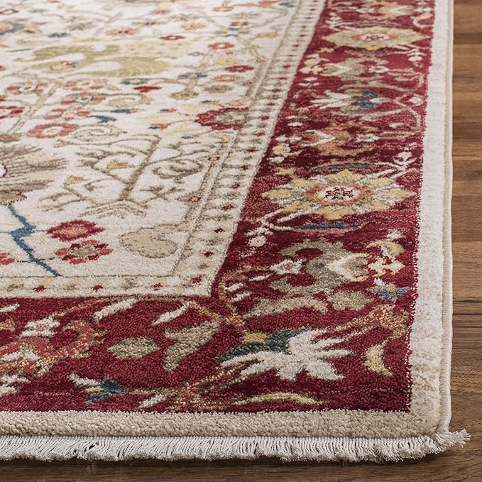 SAFAVIEH Kashan Collection Runner Rug - 2'6" x 8', Ivory & Red, Traditional Oriental Design, Non-Shedding & Easy Care, Ideal for High Traffic Areas in Living Room, Bedroom (KSN303D)