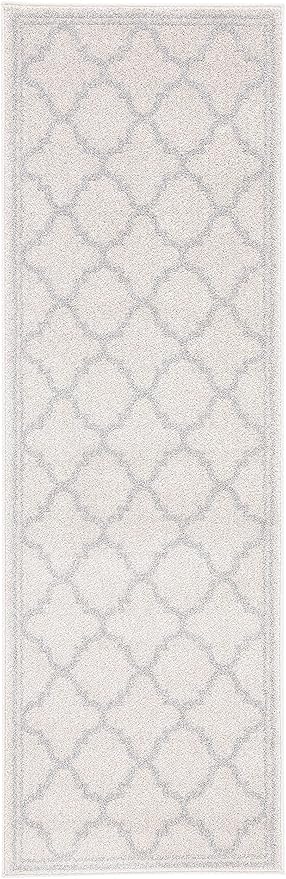 SAFAVIEH Amherst Collection Runner Rug - 2'3" x 21', Beige & Light Grey, Moroccan Trellis Design, Non-Shedding & Easy Care, Ideal for High Traffic Areas in Living Room, Bedroom (AMT422E)