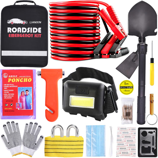 Emergency Roadside Kit for Car Auto Safety Kit with Jumper - Image 1