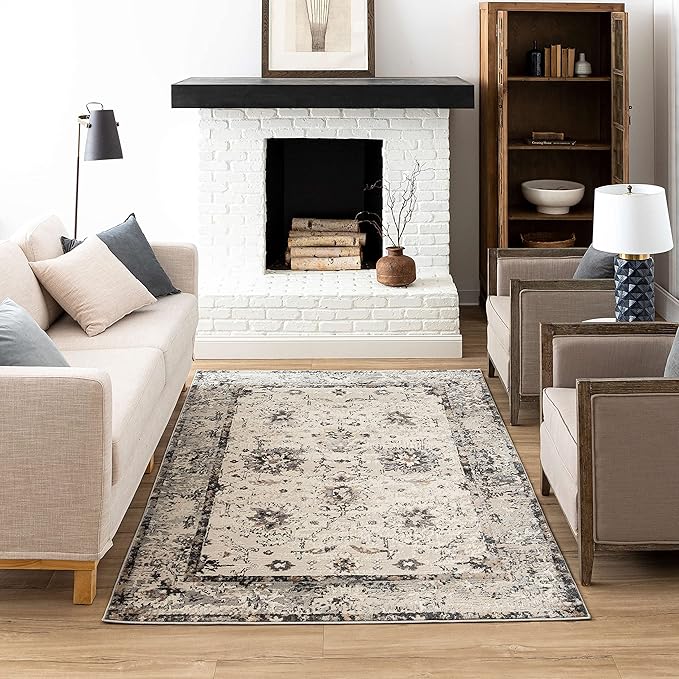 Mohawk Home Shea Traditional Floral Ornamental Light Gray 7' 10" x 10' Area Rug Perfect for Living Room, Dining Room, Office