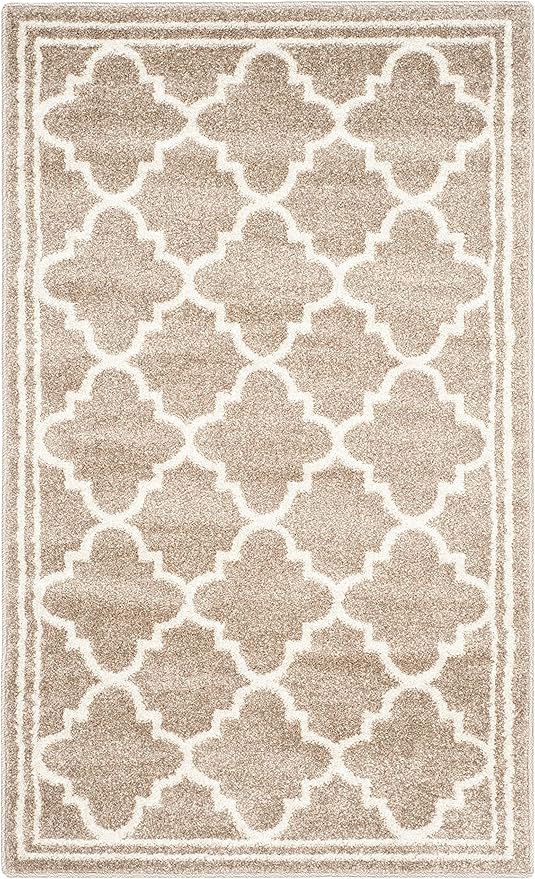 SAFAVIEH Amherst Collection Accent Rug - 2'3" x 5', Wheat & Beige, Moroccan Trellis Design, Non-Shedding & Easy Care, Ideal for High Traffic Areas in Entryway, Living Room, Bedroom (AMT422S)
