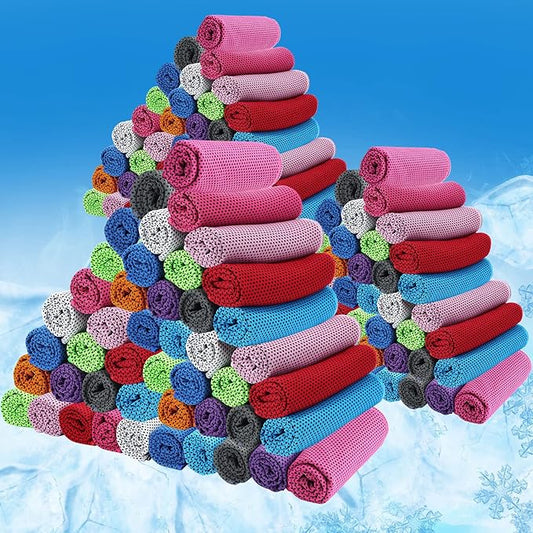 BBTO 80 Pcs 32 x 12 Inch Microfiber Ice Towel, Cooling Cold Towel for Neck and Face Breathable Chilly for Yoga, Sport, Gym, Workout, Camping and More Activities(Multicolor)