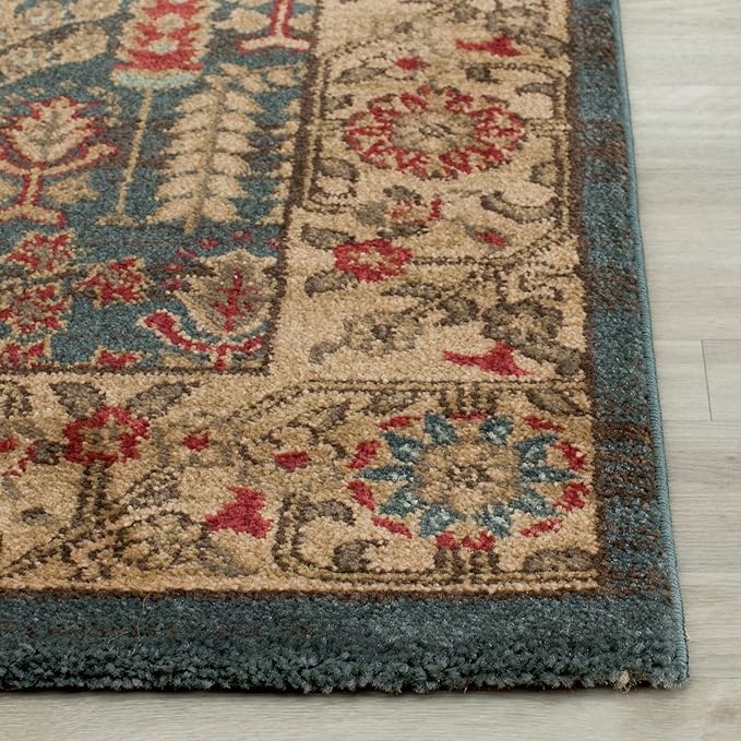 SAFAVIEH Mahal Collection Runner Rug - 2'2" x 8', Navy & Natural, Traditional Oriental Design, Non-Shedding & Easy Care, Ideal for High Traffic Areas in Living Room, Bedroom (MAH697E)