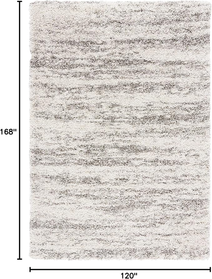SAFAVIEH Hudson Shag Collection Area Rug - 10' x 14', Ivory & Grey, Modern Design, Non-Shedding & Easy Care, 2-inch Thick Ideal for High Traffic Areas in Living Room, Bedroom (SGH206A)