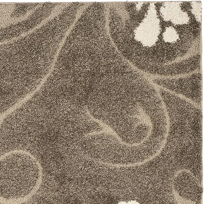 SAFAVIEH Florida Shag Collection Accent Rug - 2'3" x 4', Smoke & Beige, Floral Design, Non-Shedding & Easy Care, 1.2-inch Thick Ideal for High Traffic Areas in Foyer, Living Room, Bedroom (SG464-7913)