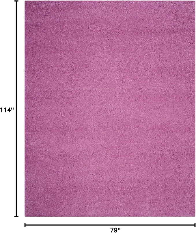 SAFAVIEH Santa Monica Shag Collection 6'7" x 9'6" Pink SGN725 Solid Non-Shedding Living Room Bedroom Dining Room Entryway Plush 2-inch Thick Area Rug