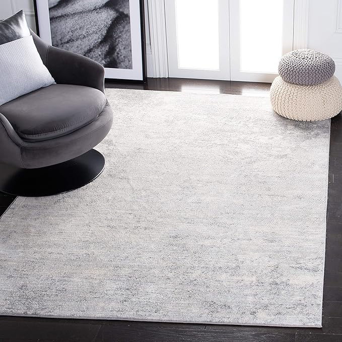 SAFAVIEH Brentwood Collection 4' x 6' Ivory/Grey BNT822A Modern Abstract Non-Shedding Living Room Bedroom Accent Rug