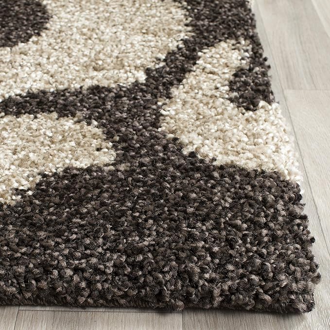 SAFAVIEH Florida Shag Collection Accent Rug - 4' x 6', Dark Brown & Smoke, Non-Shedding & Easy Care, 1.2-inch Thick Ideal for High Traffic Areas in Foyer, Living Room, Bedroom (SG458-2879)