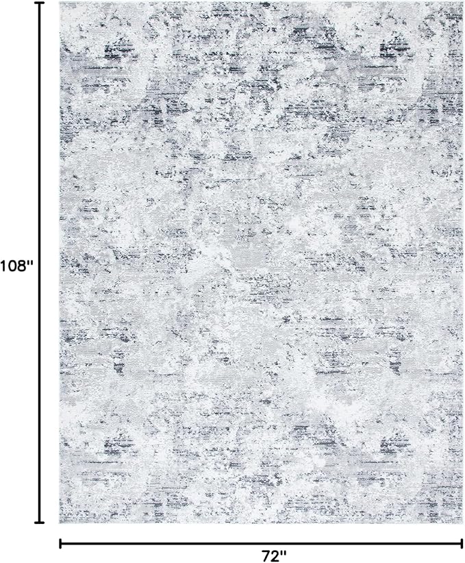 SAFAVIEH Amelia Collection Area Rug - 6' x 9', Grey & Ivory, Modern Abstract Design, Non-Shedding & Easy Care, Ideal for High Traffic Areas in Living Room, Bedroom (ALA705G)