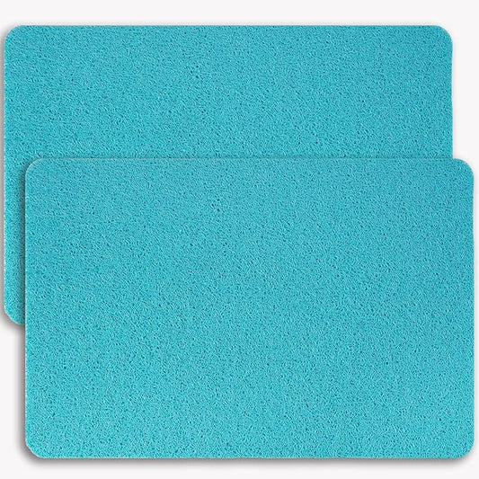 Non-Slip Bathtub Mat, 2 Pack Anti Slip Shower Mat, Fast Drying Bathtub Mats, Foot Scrubber Mat, Anti Slip Mat for Tub, Floor, Bathroom, Kitchen, Home, Hotel (Turquoise Blue 24"×16"+24"×16")
