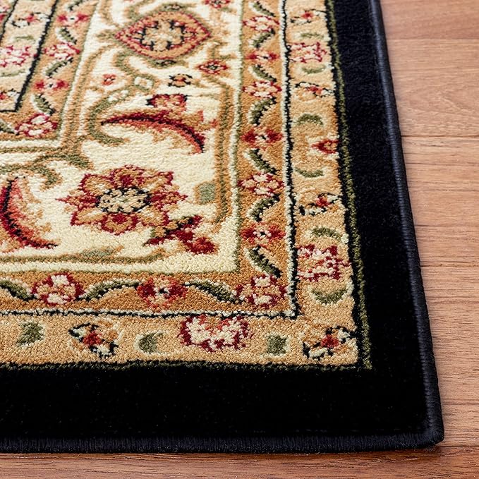 SAFAVIEH Lyndhurst Collection Area Rug - 9' x 12', Black & Beige, Traditional Oriental Design, Non-Shedding & Easy Care, Ideal for High Traffic Areas in Living Room, Bedroom (LNH330Z)