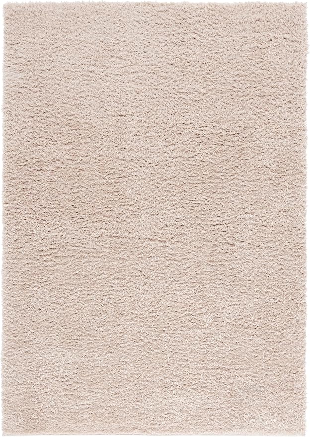 SAFAVIEH Lindsay Shag Collection Area Rug - 4' x 6', Beige, Contemporary Design, Ideal for High Traffic Areas in Living Room, Bedroom & Dining Room (LNS560B-4)